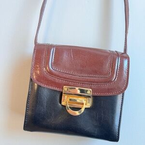Petite 50’s-60’s Vintage Leather Crossbody purse | Classic Brown & Black
